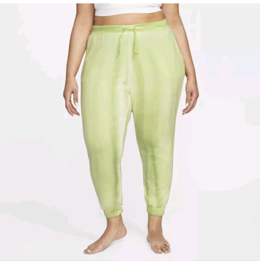 Nike Yoga Luxe 7/8 Length Joggers Pants Lime Tie Dye Green Cropped Ankle Sporty